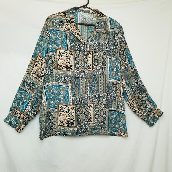 VTG -Allison Daley Women's Career Casual Button Up Blouse long Sleeves Size 16 - Picture 1 of 11